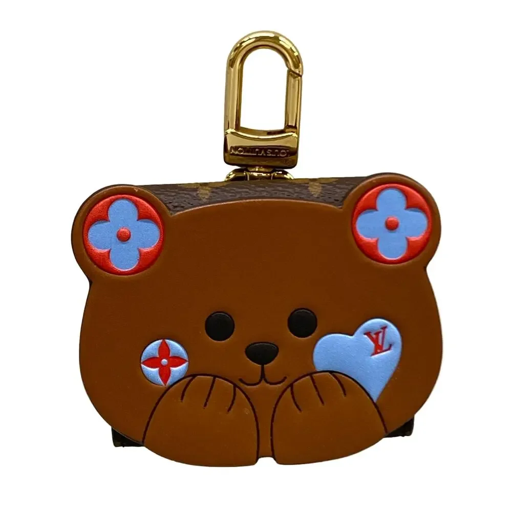 Louis Vuitton Keychain Earphone Pouch LV Bear Monogram Pouch M01361 Brown